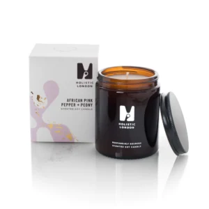 African Pink Pepper + Peony scented candle